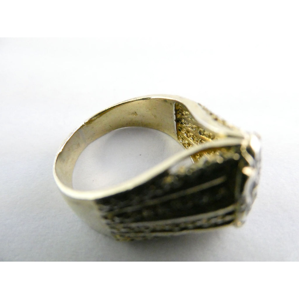 Gilt Sterling Silver Lab Created Diamond Chain Design Front Ring Size 6.25 5.5g