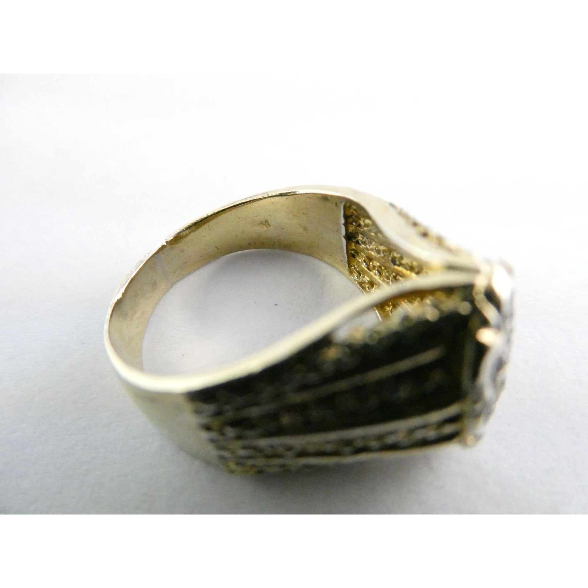 Gilt Sterling Silver Lab Created Diamond Chain Design Front Ring Size 6.25 5.5g