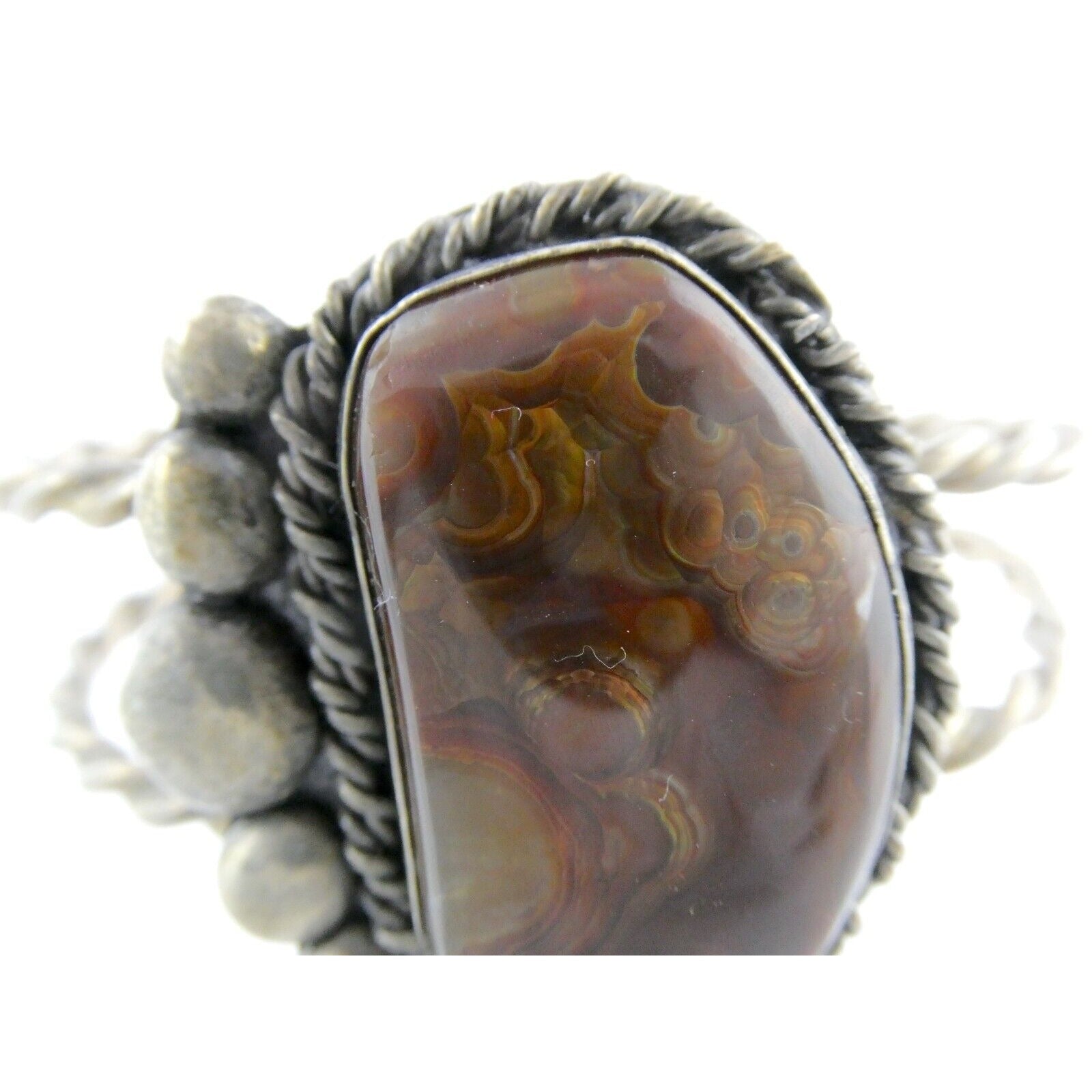 Southwestern Sterling Silver Fire Agate Cuff Bracelet Signed Nick 6 Inches 39.7g