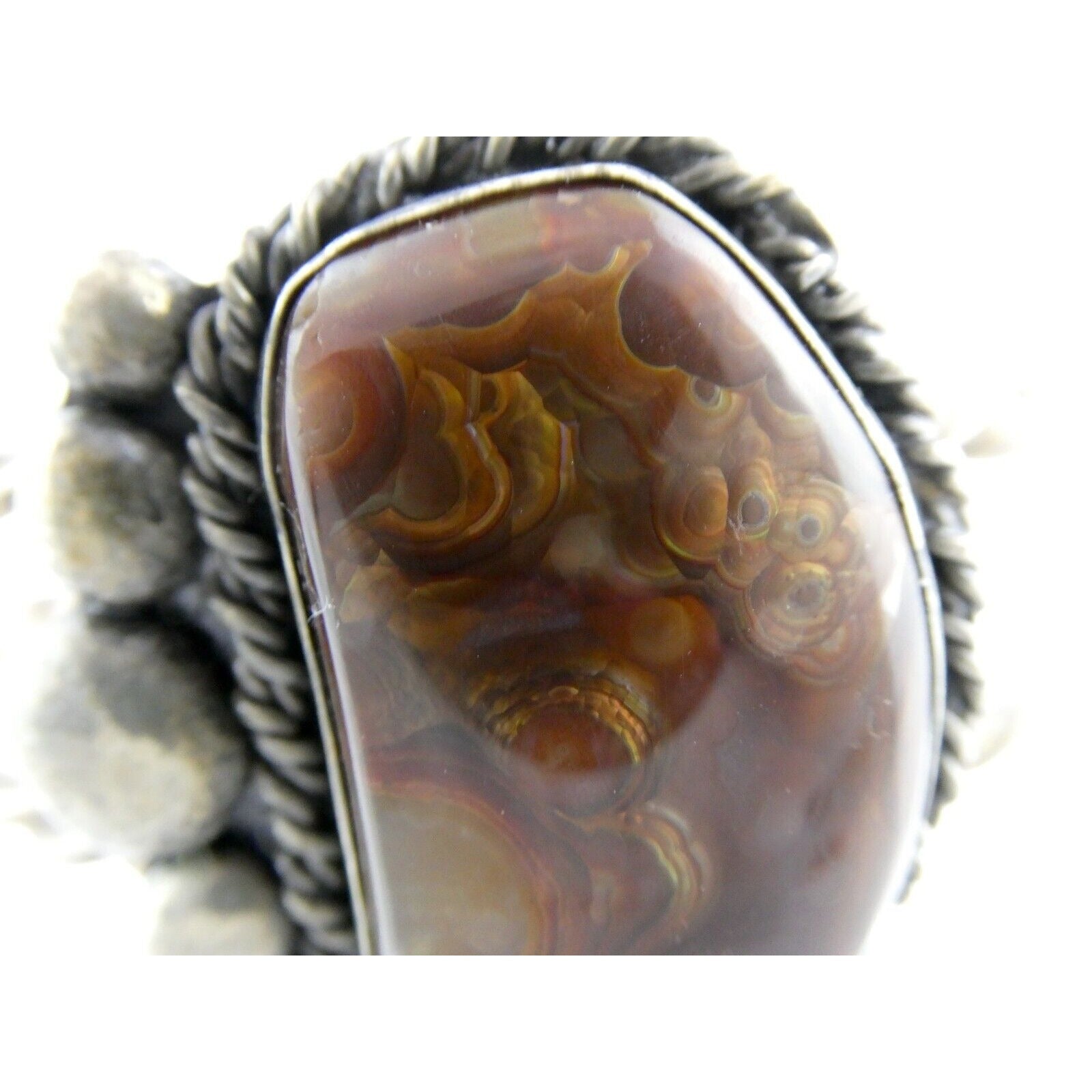 Southwestern Sterling Silver Fire Agate Cuff Bracelet Signed Nick 6 Inches 39.7g