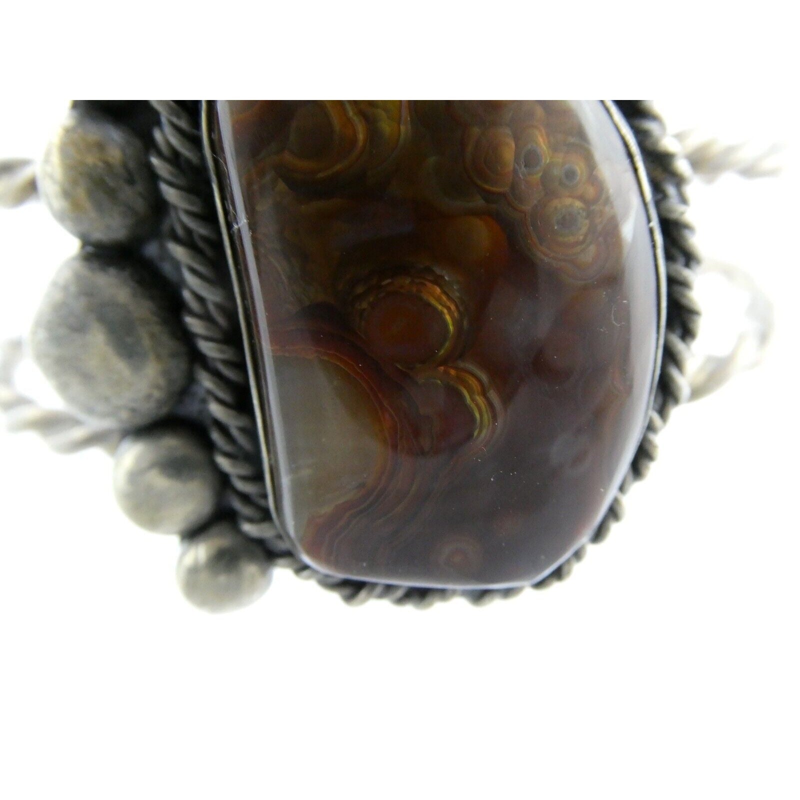 Southwestern Sterling Silver Fire Agate Cuff Bracelet Signed Nick 6 Inches 39.7g