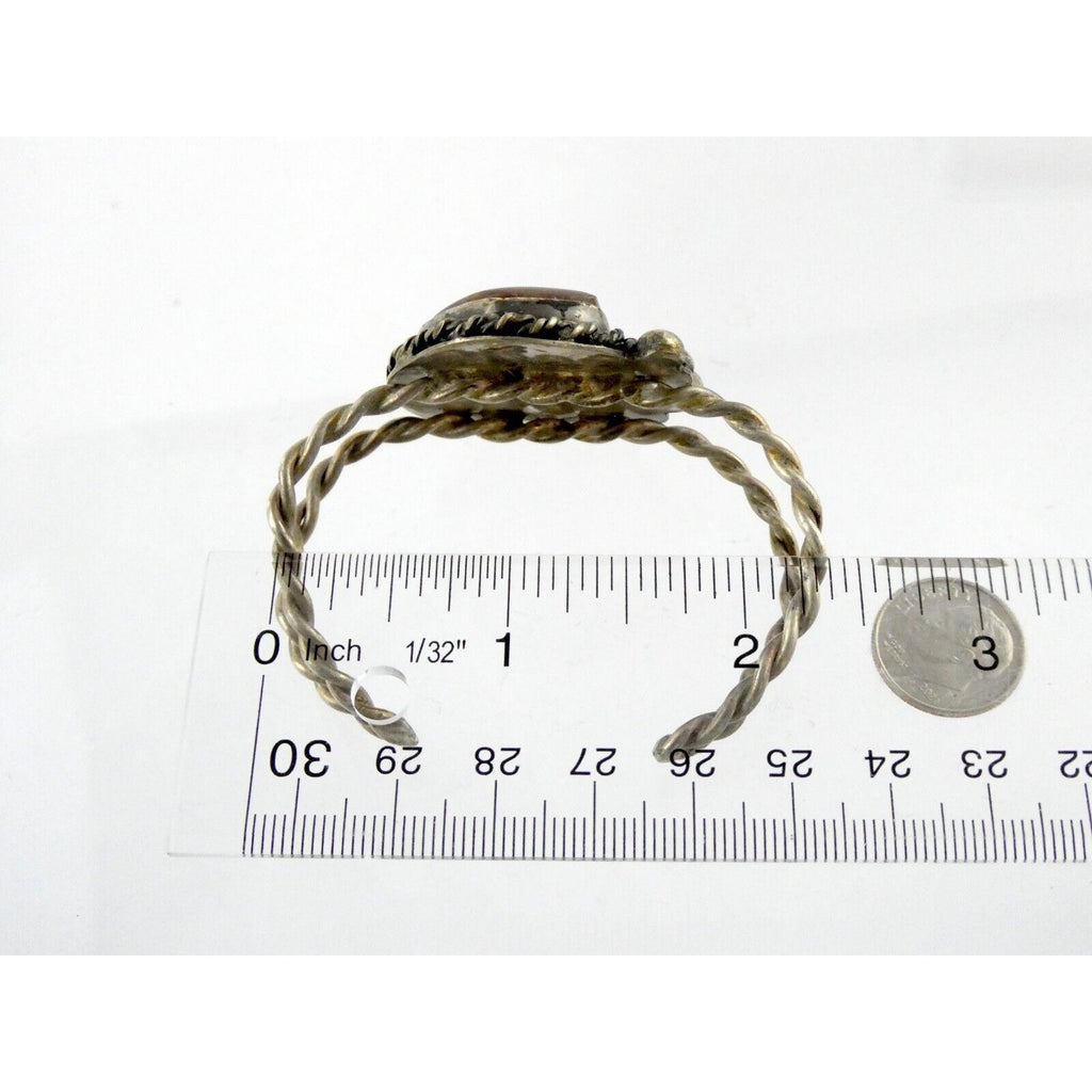 Southwestern Sterling Silver Fire Agate Cuff Bracelet Signed Nick 6 Inches 39.7g