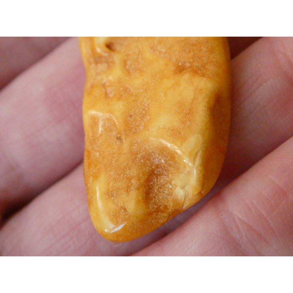 Vintage Sterling Silver Freeform Butterscotch Egg Yolk Amber Pendant 6.7g 2 Inch