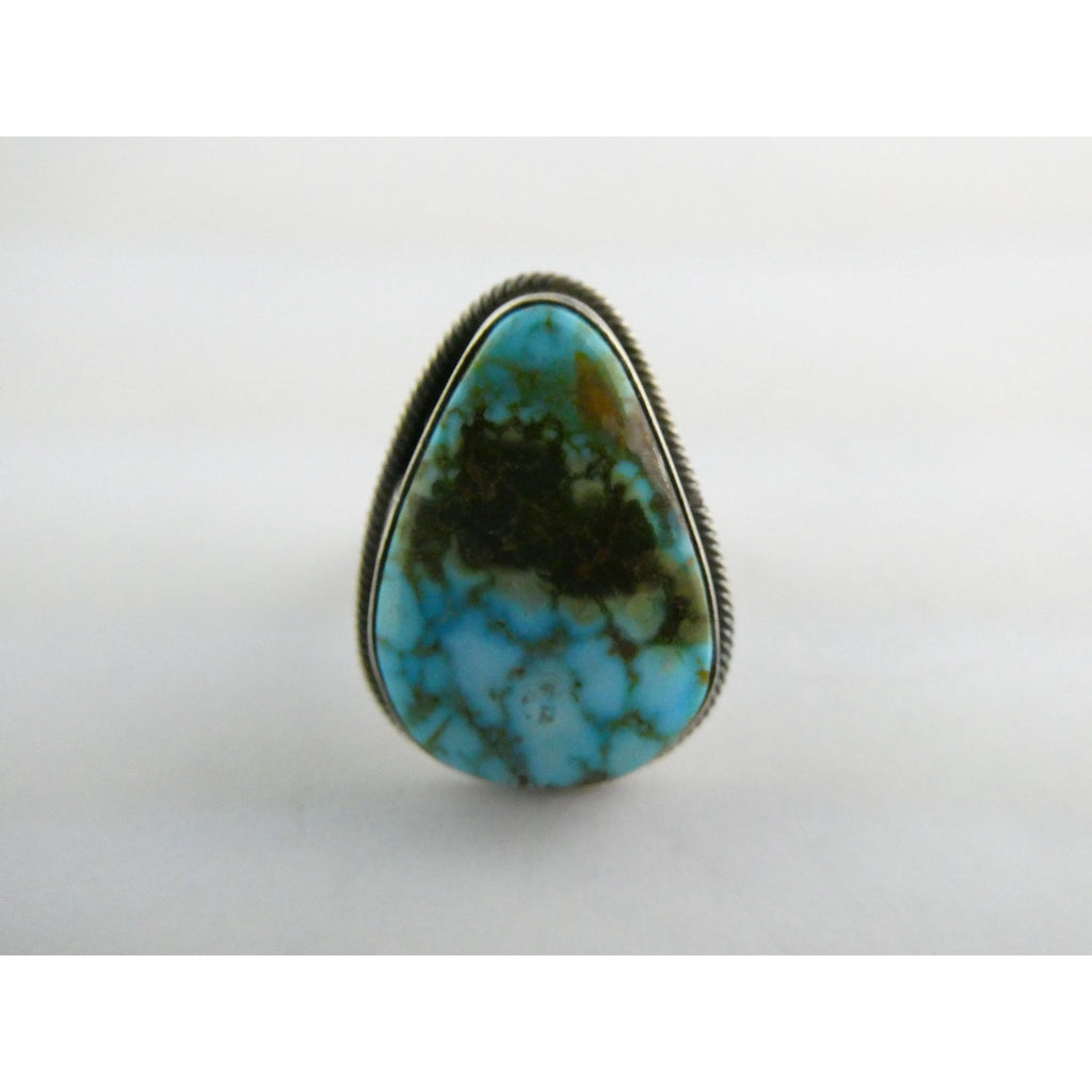Southwestern Sterling Silver Sonoran Gold Turquoise Ring Size 6.25 Weighs 8.9g