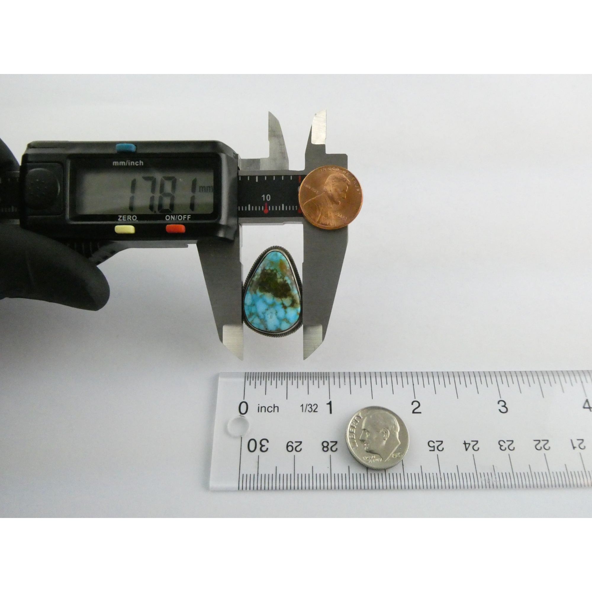 Southwestern Sterling Silver Sonoran Gold Turquoise Ring Size 6.25 Weighs 8.9g