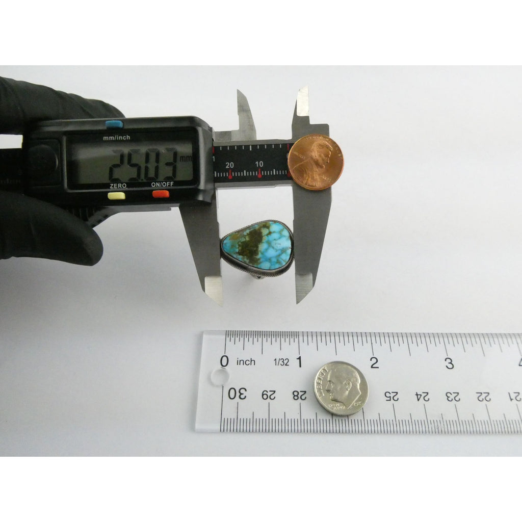 Southwestern Sterling Silver Sonoran Gold Turquoise Ring Size 6.25 Weighs 8.9g