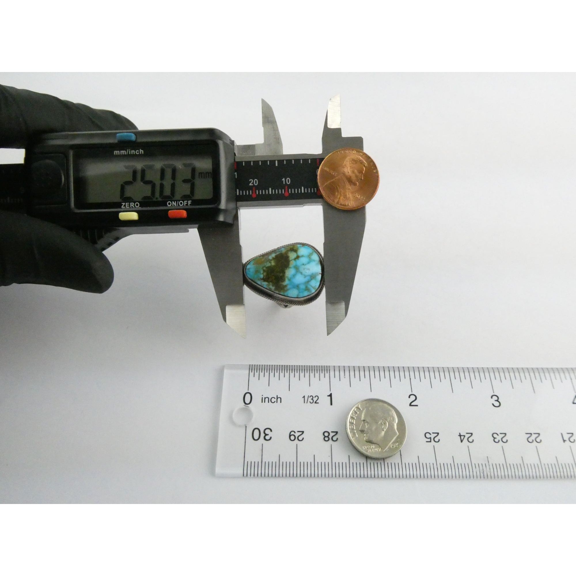 Southwestern Sterling Silver Sonoran Gold Turquoise Ring Size 6.25 Weighs 8.9g