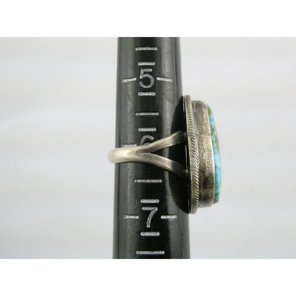 Southwestern Sterling Silver Sonoran Gold Turquoise Ring Size 6.25 Weighs 8.9g