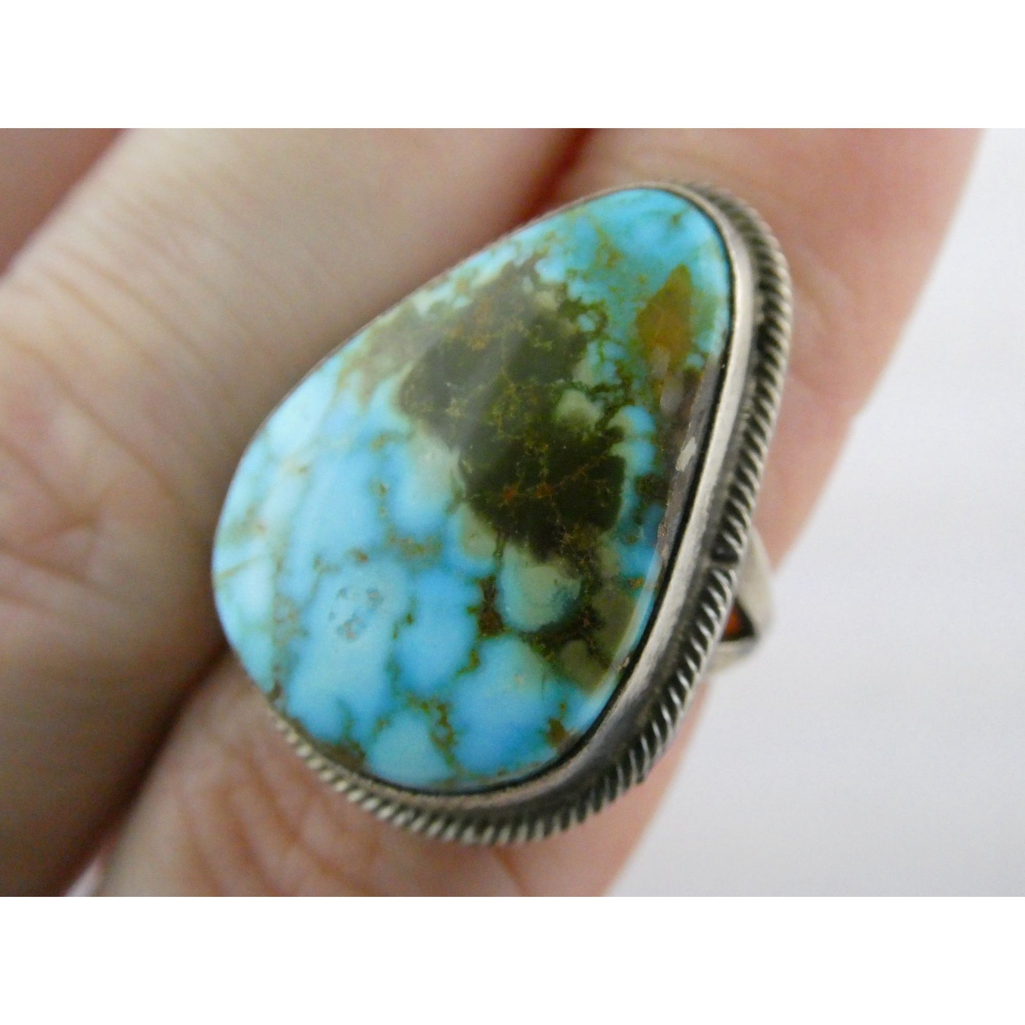 Southwestern Sterling Silver Sonoran Gold Turquoise Ring Size 6.25 Weighs 8.9g