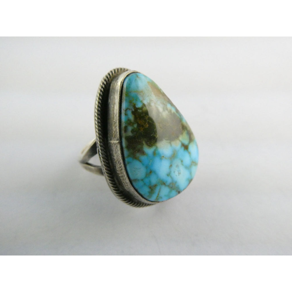 Southwestern Sterling Silver Sonoran Gold Turquoise Ring Size 6.25 Weighs 8.9g