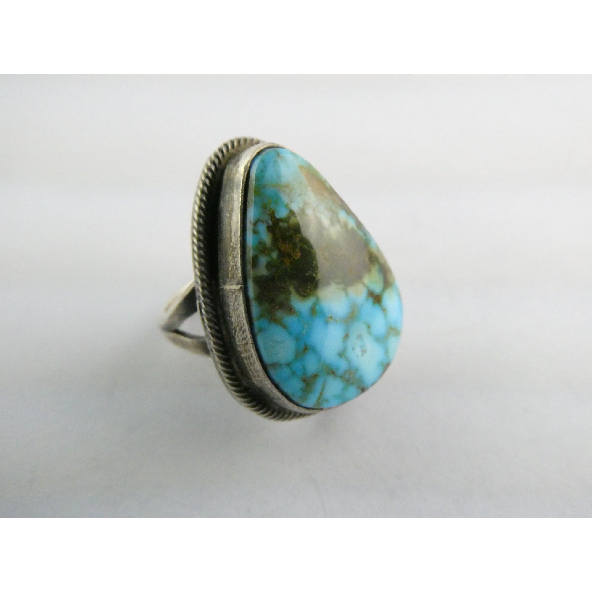 Southwestern Sterling Silver Sonoran Gold Turquoise Ring Size 6.25 Weighs 8.9g
