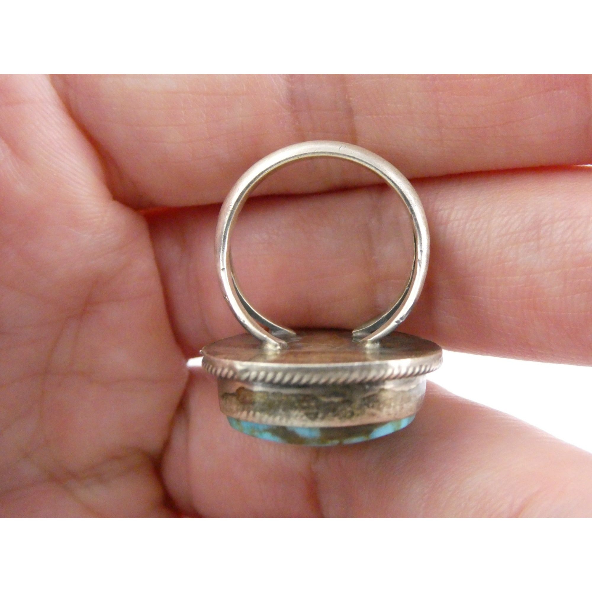 Southwestern Sterling Silver Sonoran Gold Turquoise Ring Size 6.25 Weighs 8.9g