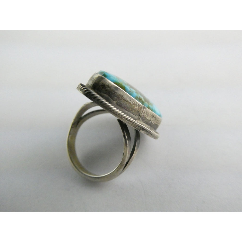 Southwestern Sterling Silver Sonoran Gold Turquoise Ring Size 6.25 Weighs 8.9g