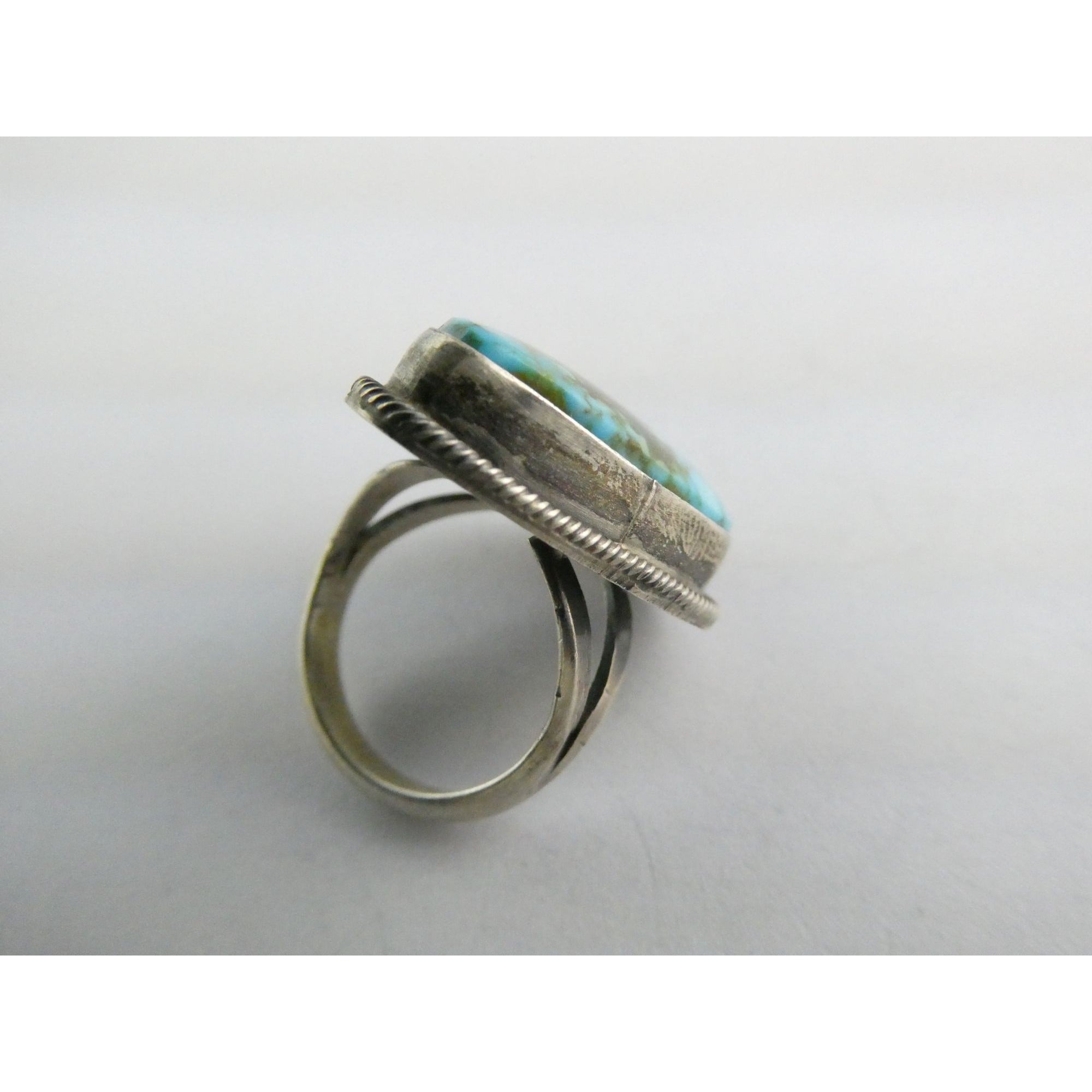 Southwestern Sterling Silver Sonoran Gold Turquoise Ring Size 6.25 Weighs 8.9g