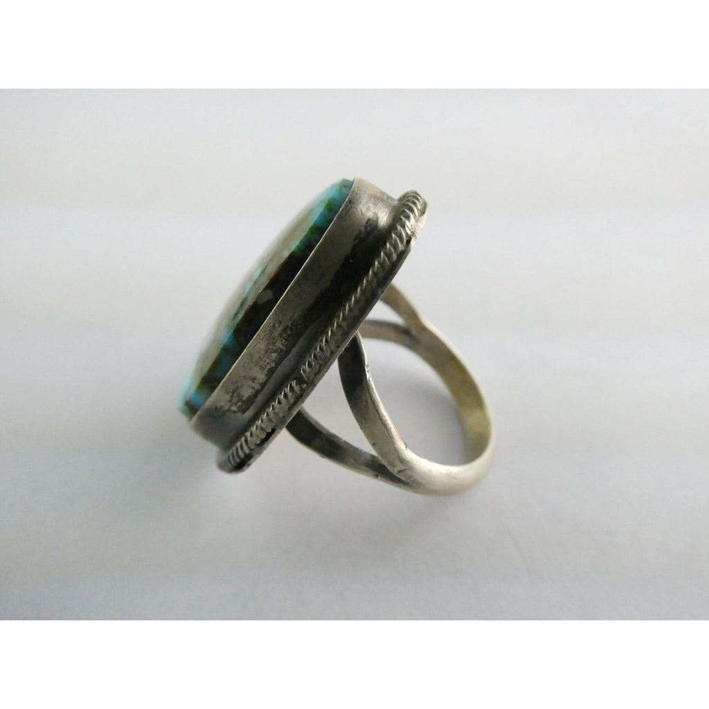 Southwestern Sterling Silver Sonoran Gold Turquoise Ring Size 6.25 Weighs 8.9g