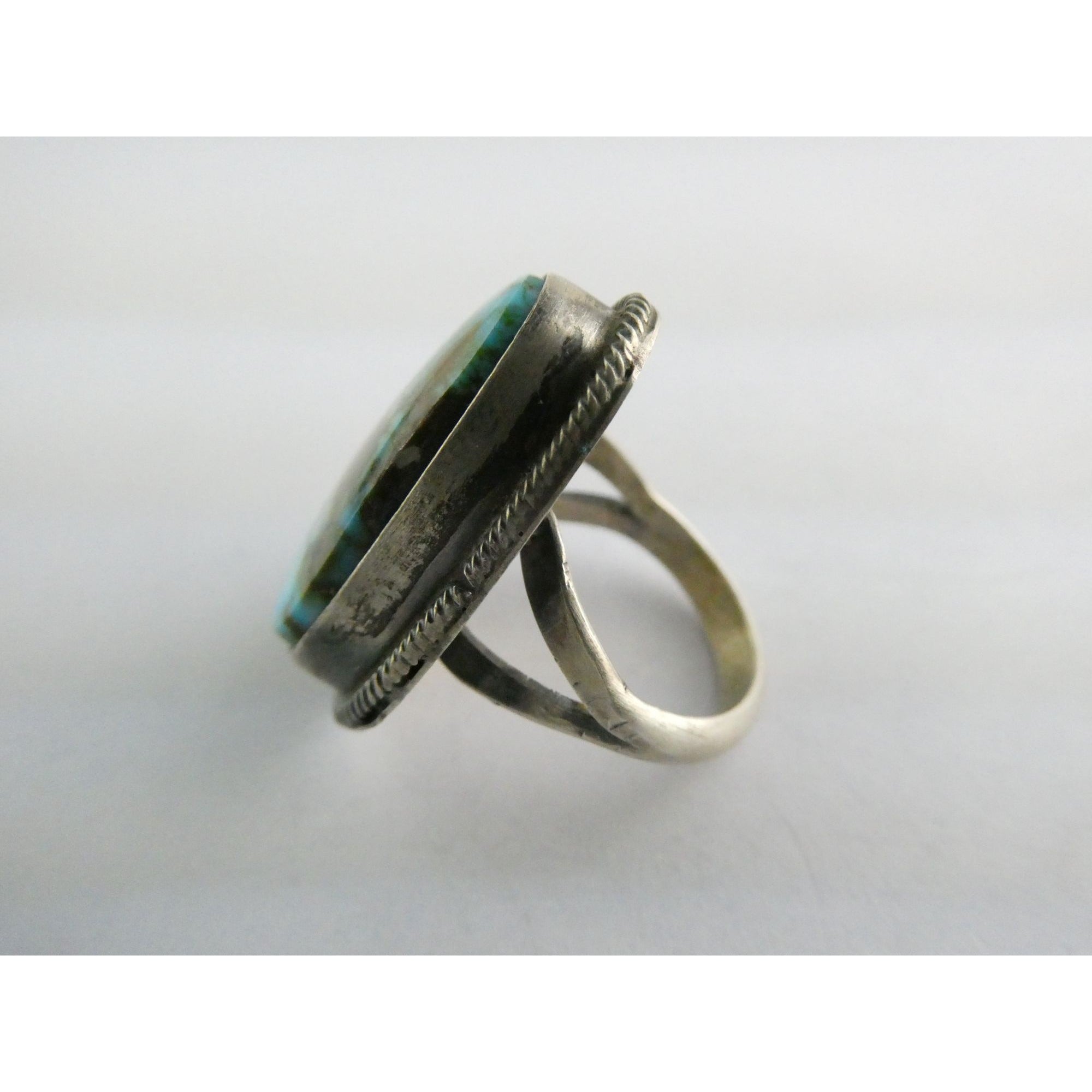 Southwestern Sterling Silver Sonoran Gold Turquoise Ring Size 6.25 Weighs 8.9g