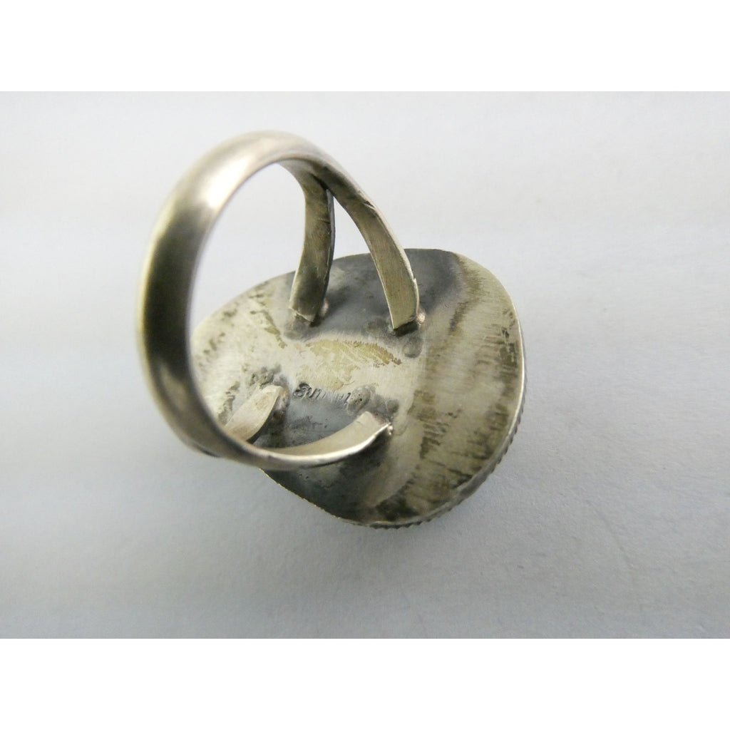 Southwestern Sterling Silver Sonoran Gold Turquoise Ring Size 6.25 Weighs 8.9g