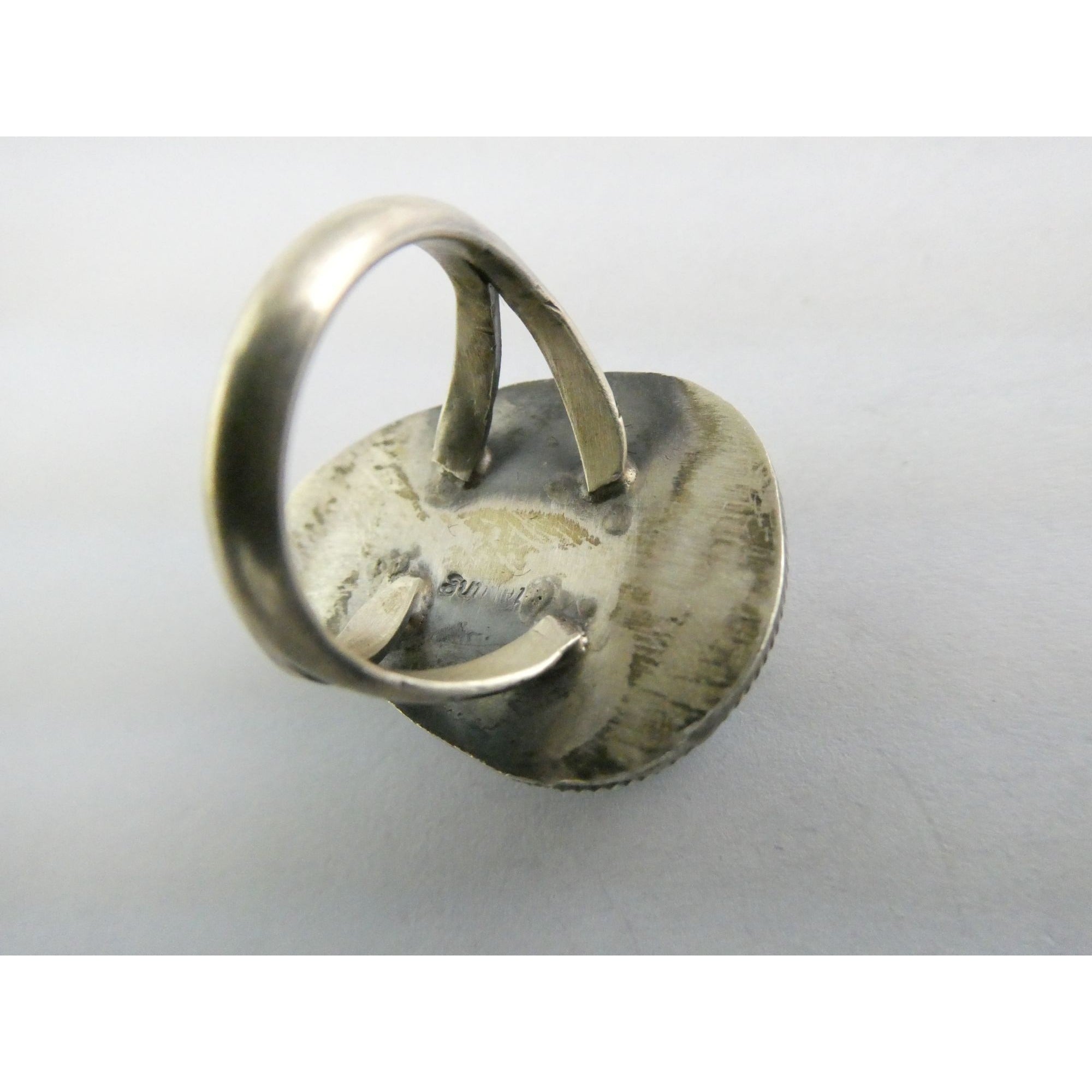 Southwestern Sterling Silver Sonoran Gold Turquoise Ring Size 6.25 Weighs 8.9g