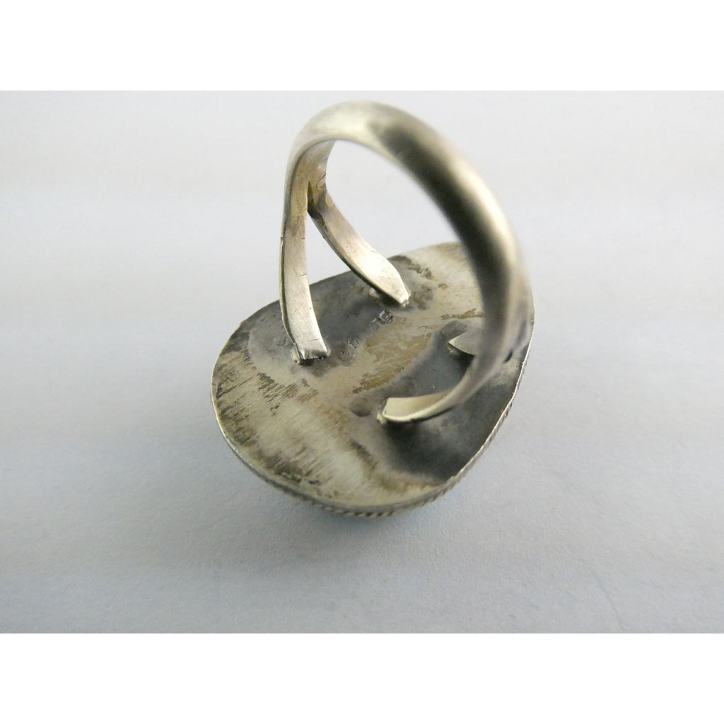 Southwestern Sterling Silver Sonoran Gold Turquoise Ring Size 6.25 Weighs 8.9g