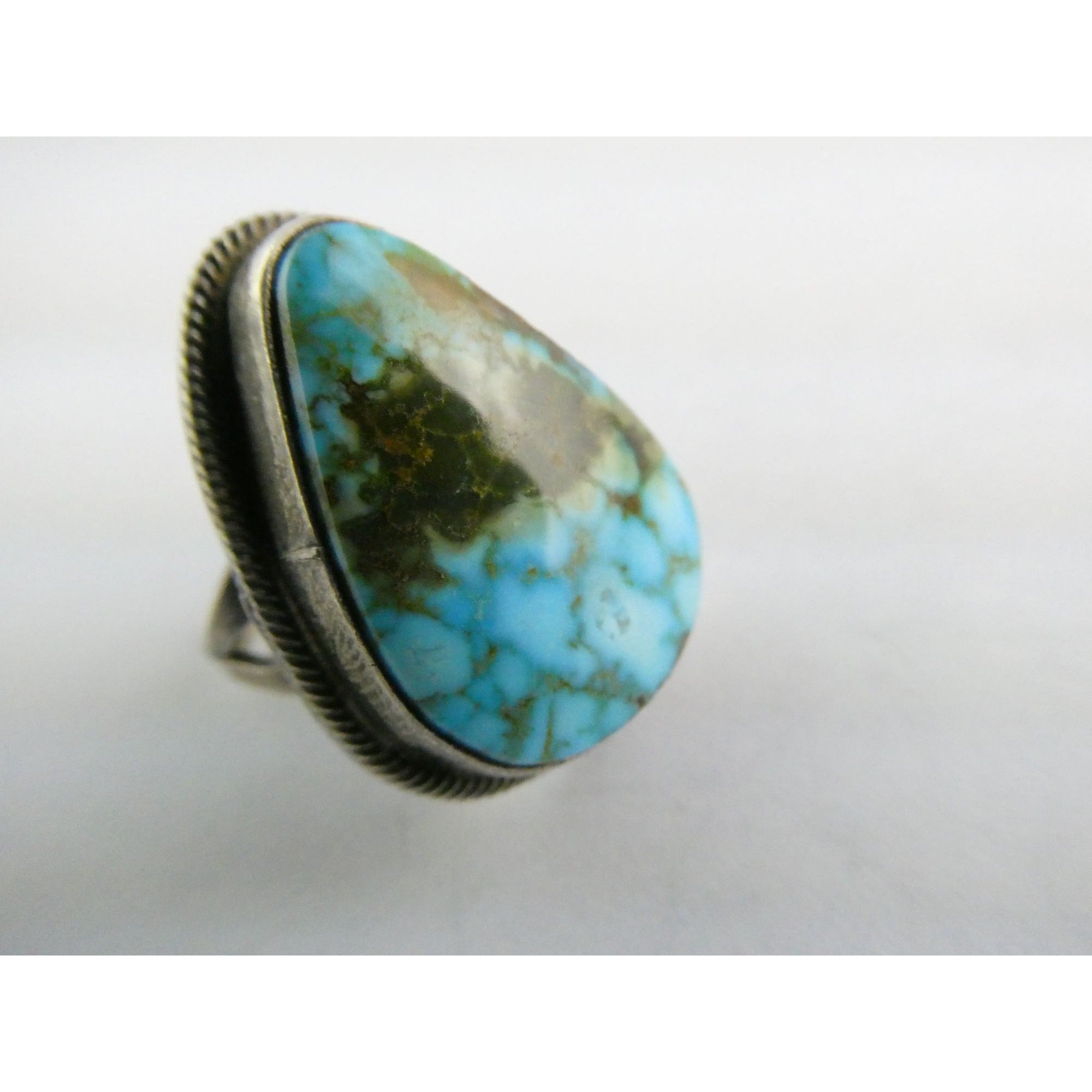 Southwestern Sterling Silver Sonoran Gold Turquoise Ring Size 6.25 Weighs 8.9g