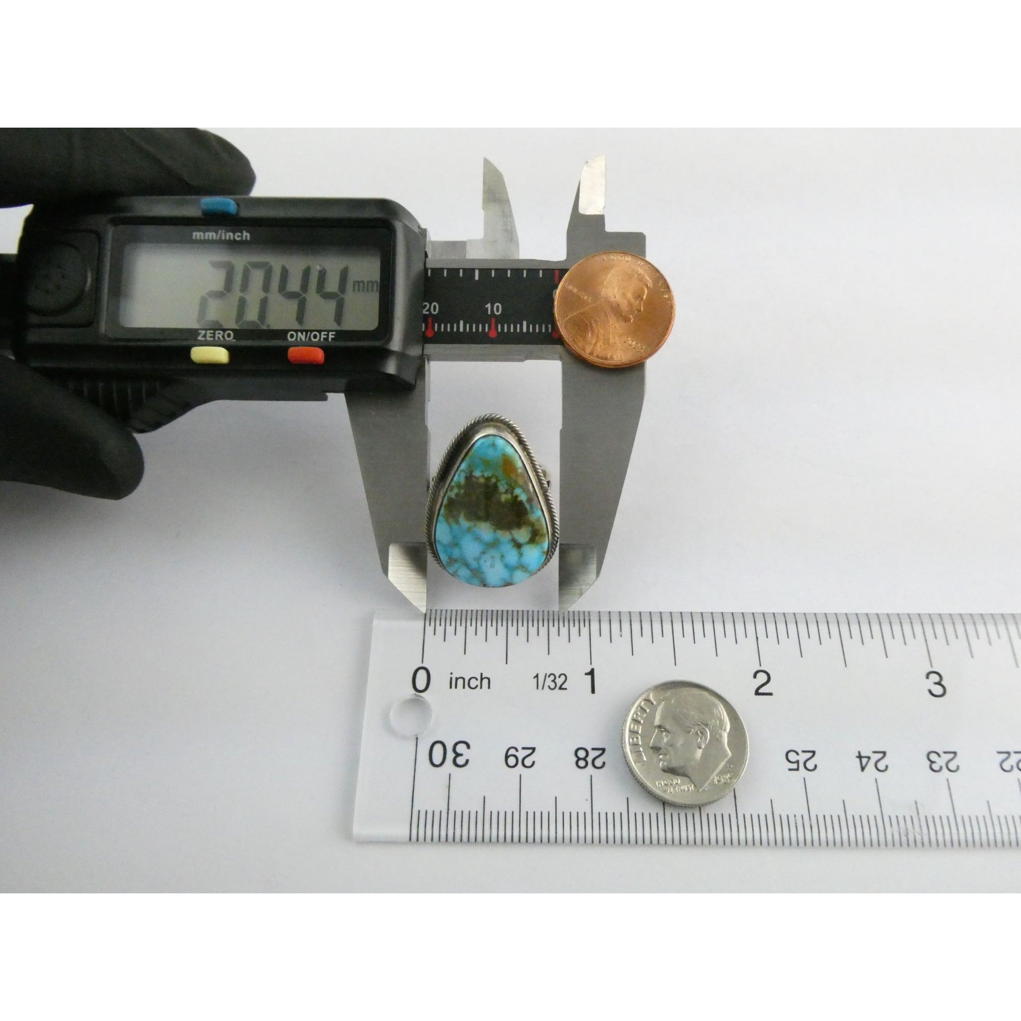 Southwestern Sterling Silver Sonoran Gold Turquoise Ring Size 6.25 Weighs 8.9g