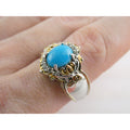 Gems en Vogue Michael Valitutti Sterling Silver Turquoise w Topaz Ring Sz 10.75