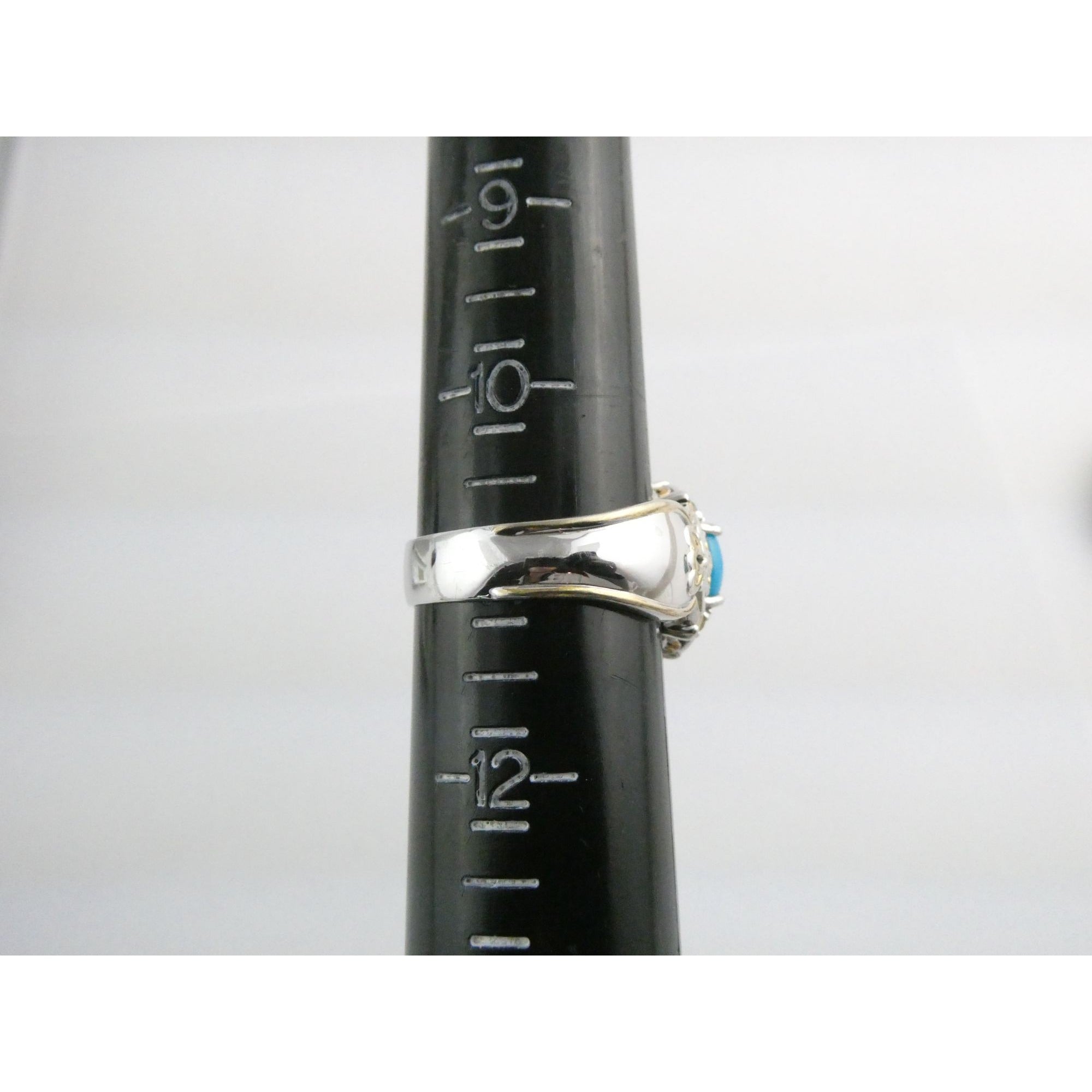 Gems en Vogue Michael Valitutti Sterling Silver Turquoise w Topaz Ring Sz 10.75
