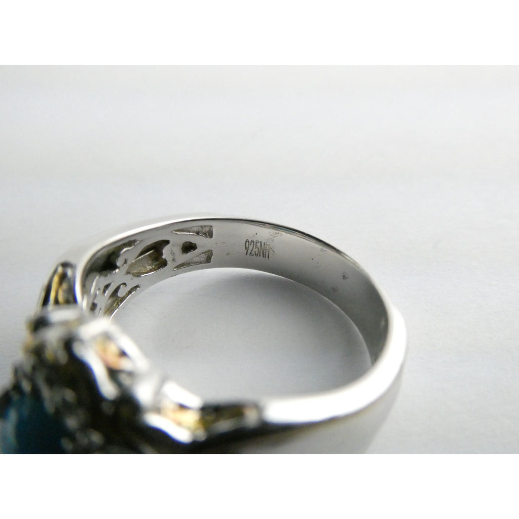 Gems en Vogue Michael Valitutti Sterling Silver Turquoise w Topaz Ring Sz 10.75