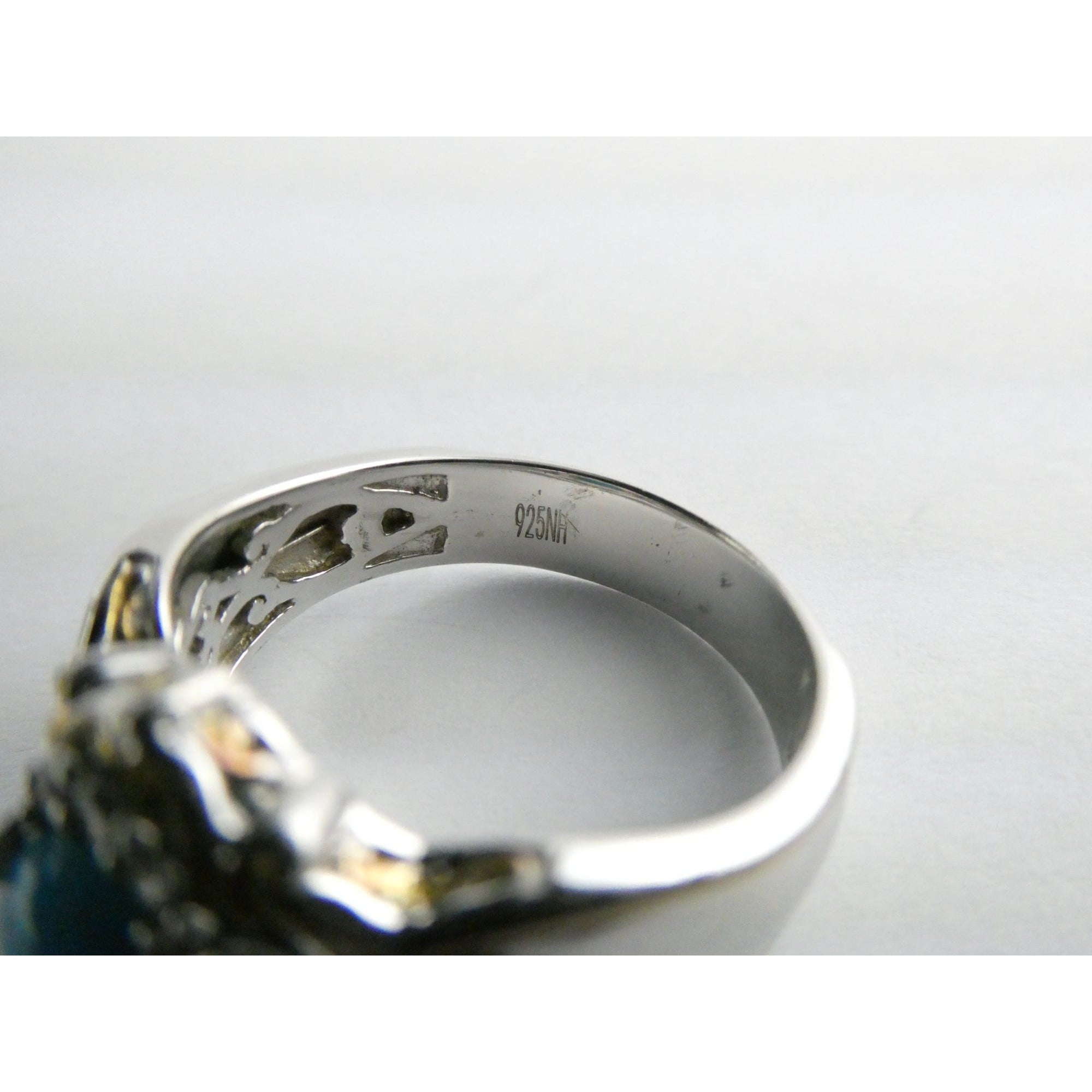 Gems en Vogue Michael Valitutti Sterling Silver Turquoise w Topaz Ring Sz 10.75