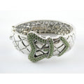 Vintage Timmy Woods Sterling Silver Belt Buckle Bangle Bracelet Green Acc 6.75In