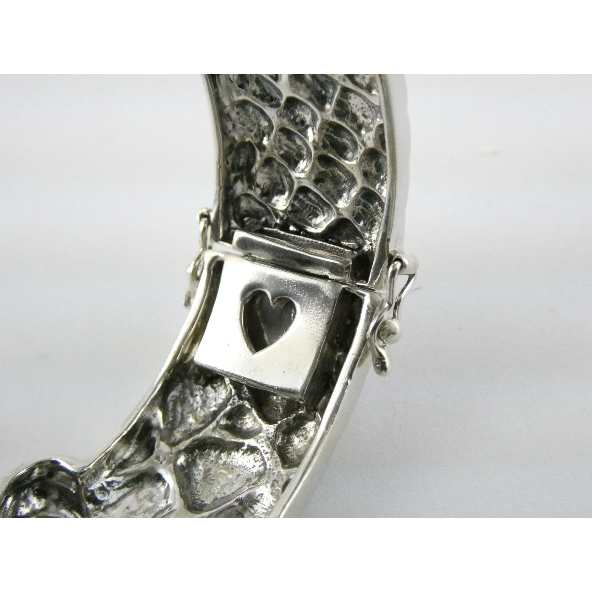 Vintage Timmy Woods Sterling Silver Belt Buckle Bangle Bracelet Green Acc 6.75In
