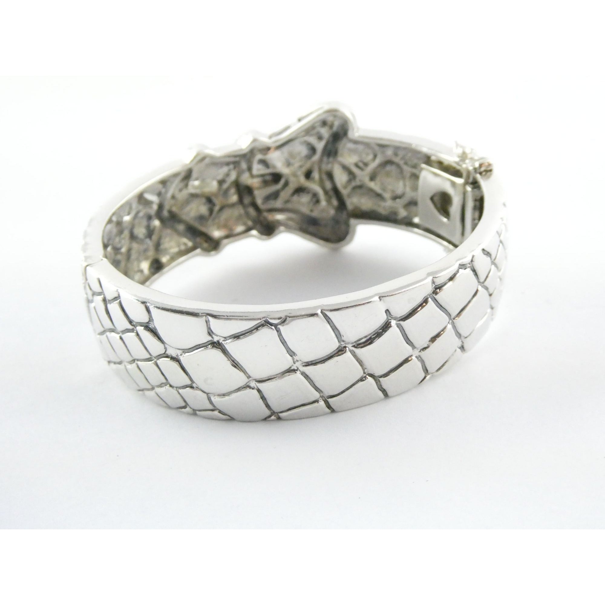 Vintage Timmy Woods Sterling Silver Belt Buckle Bangle Bracelet Green Acc 6.75In