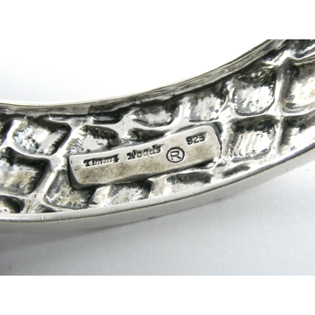 Vintage Timmy Woods Sterling Silver Belt Buckle Bangle Bracelet Green Acc 6.75In
