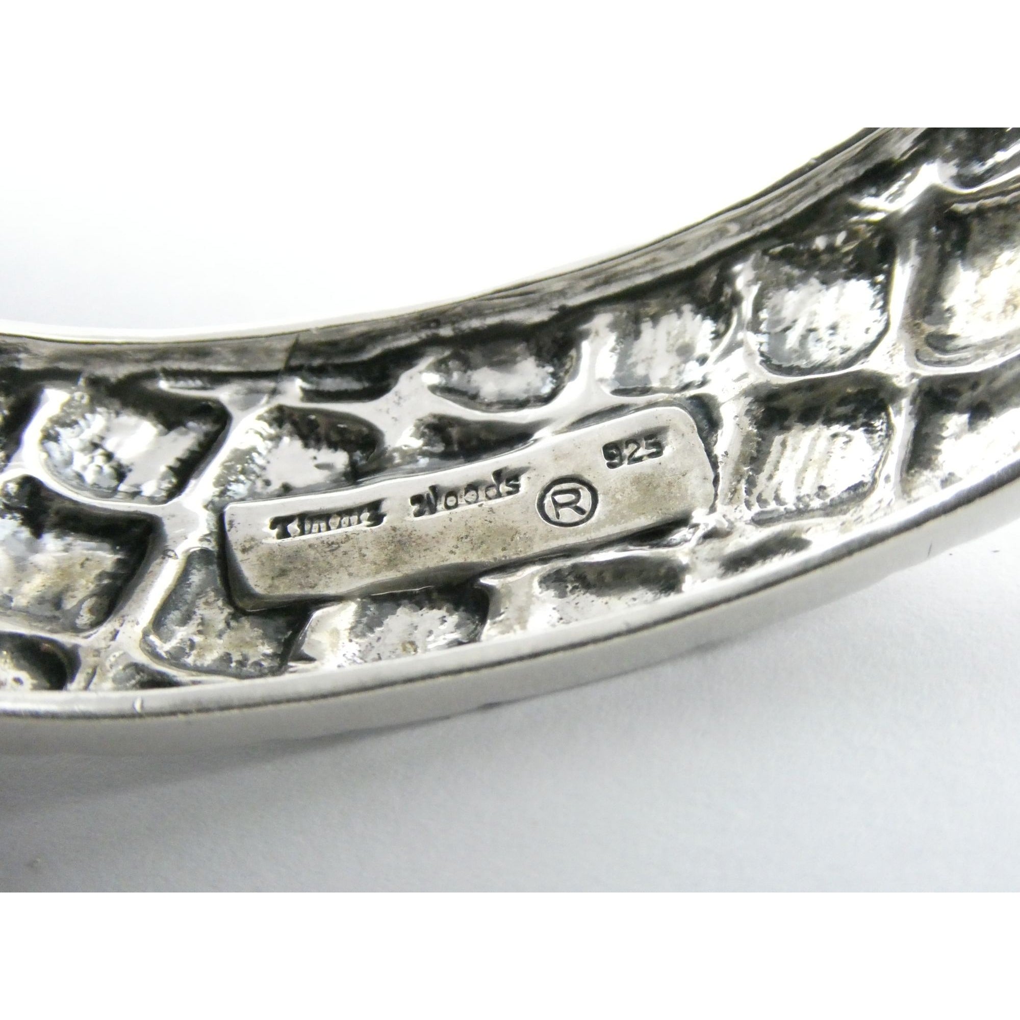 Vintage Timmy Woods Sterling Silver Belt Buckle Bangle Bracelet Green Acc 6.75In