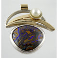 Lisa McCormick Sterling Silver 14k Gold Koroit Opal Pearl Pendant 16.7g 1.5 Inch